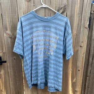 Vintage Georgia Tech Striped Blue faded Graphic T-Shirt Size 2X